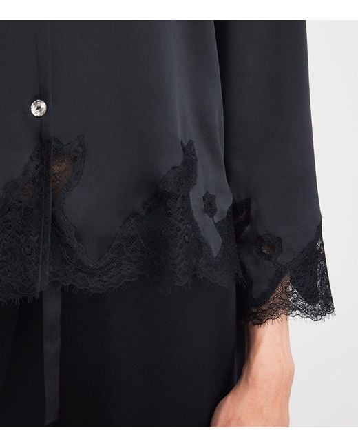 Manitu Black Silk Lace-Trim Luella Pyjama Set