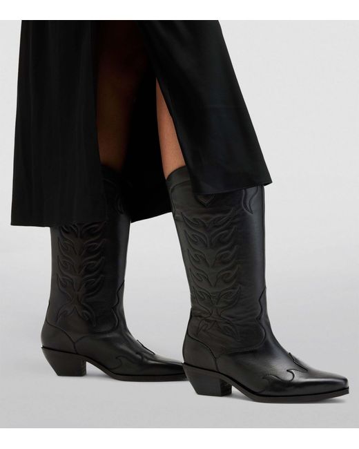 AllSaints Black Leather Dolly Cowboy Boots 60
