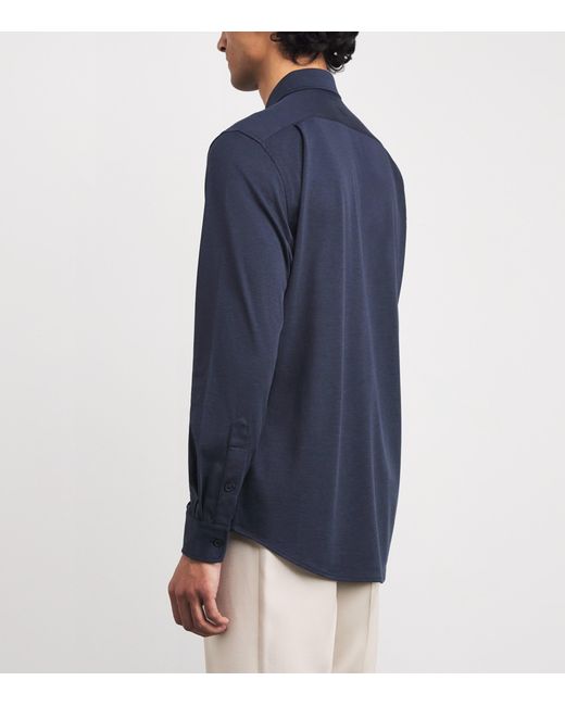 Colombo Blue Silk-Cotton Shirt for men