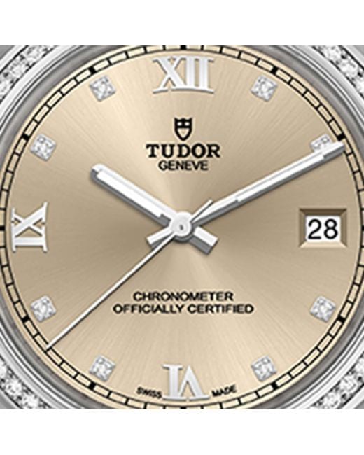 Tudor Metallic Royal Stainless Steel And Diamond Watch