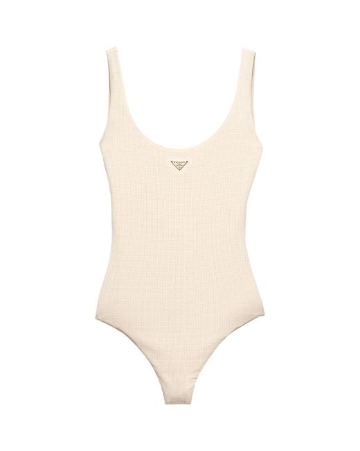 Prada Natural Embellished Swimsuit