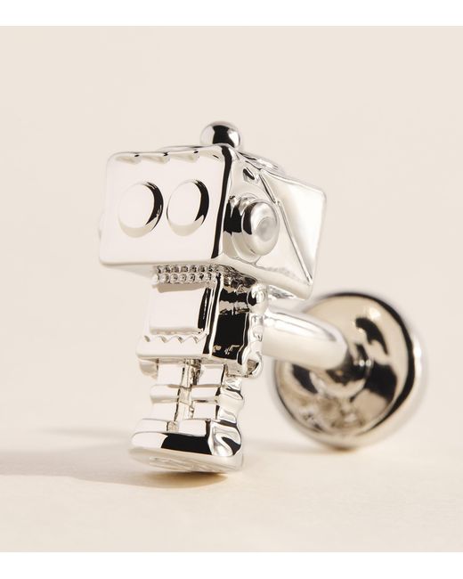Babette Wasserman Natural Rhodium-Plated Robot Cufflinks for men