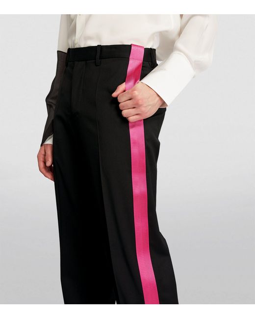 Helmut Lang Black Virgin Wool Satin Stripe Trousers for men