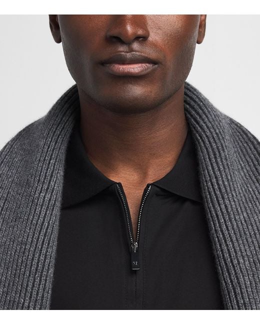 Pal Zileri Black Cotton Zip-Up Polo Shirt for men