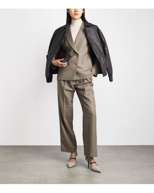 Blazé Milano Gray Virgin Wool Check Fox Tailored Trousers