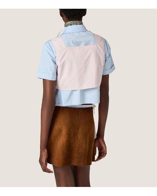 Miu Miu Pink Cotton Ruffled Crop Top
