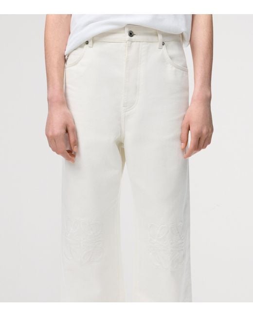 Loewe White Anagram Baggy Jeans for men