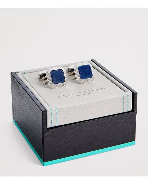 Tateossian White Sterling And Lapis Cufflinks for men