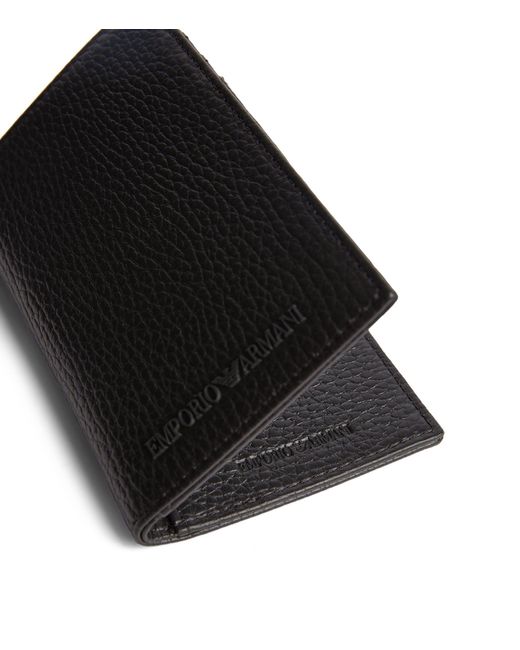 Emporio Armani Black Leather Bifold Card Holder for men