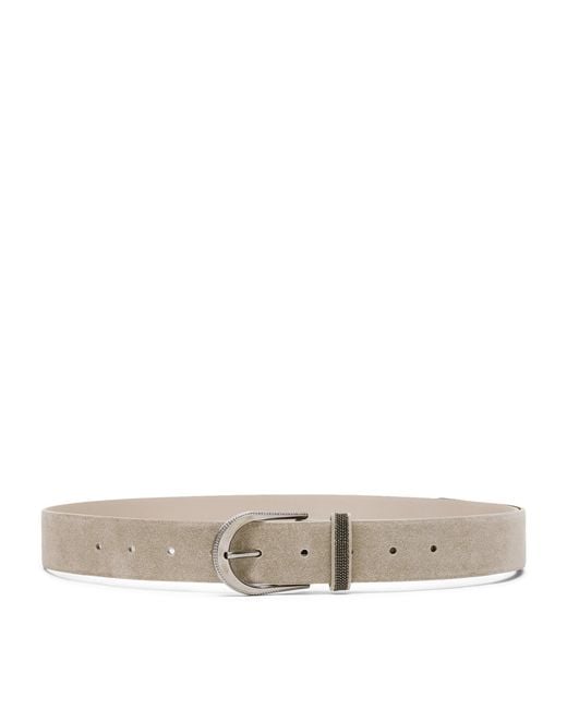 Brunello Cucinelli Gray Sueded Calfskin Belt