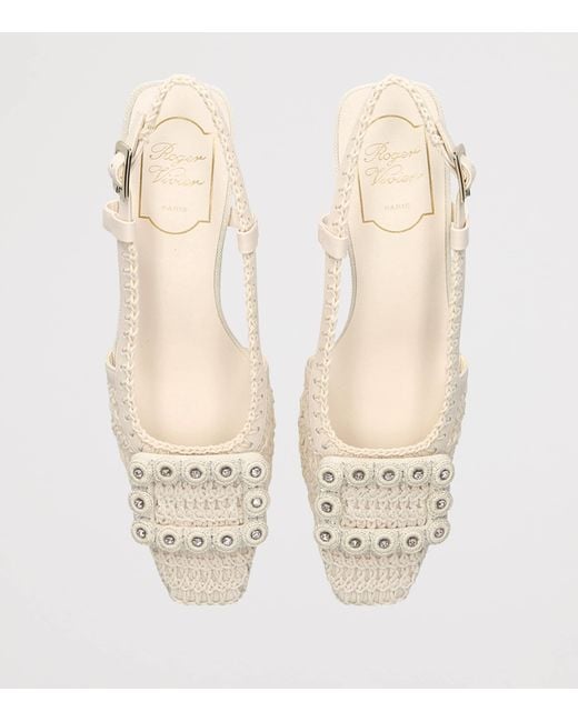 Roger Vivier Natural Crochet Belle Vivier Slingback Pumps 45