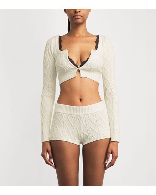 Skims White Cable-Knit Shorts