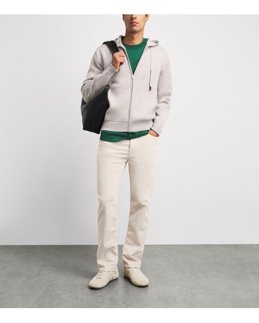 Jacob Cohen White Corduroy Edo Straight-Fit Chinos for men