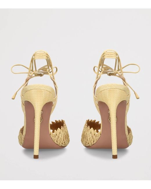 Aquazzura Metallic Raffia Rio Flirt Heeled Sandals 105