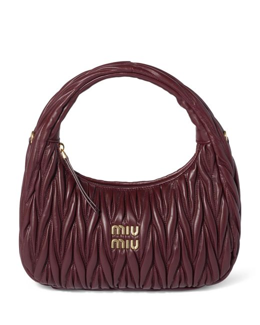Miu Miu Purple Matelassé Leather Wander Top-Handle Bag