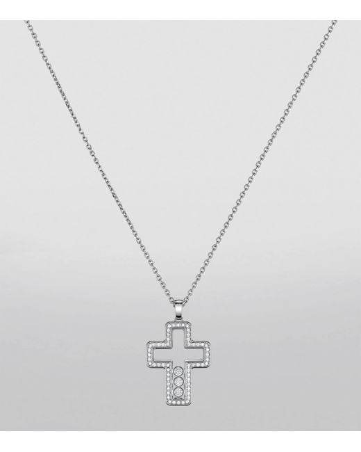 Chopard Metallic And Diamond Happy Diamonds Cross Necklace
