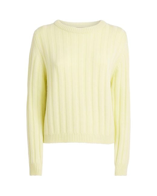 Johnstons Yellow Cashmere Ribbed Lecht Sweater
