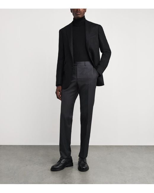 Canali Blue Wool Straight Trousers for men