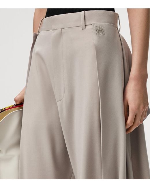 Loewe Gray Wool-Blend Pleated Trousers