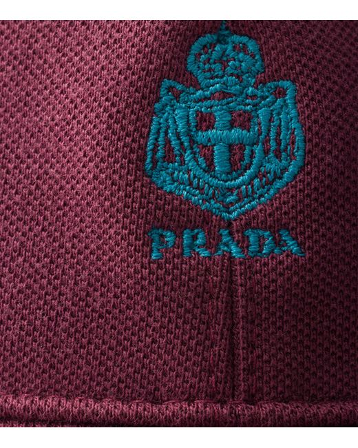 Prada Red Cotton Old Piqué Baseball Cap