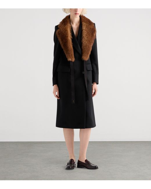 Prada Black Cashmere Double-Breasted Coat