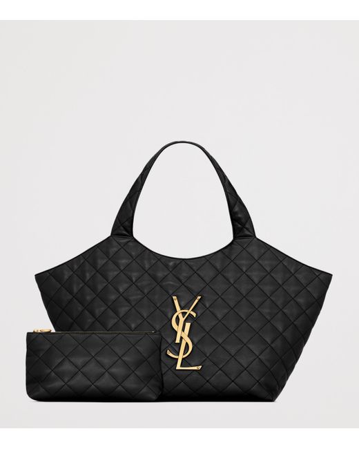 Saint Laurent Black Medium Icare Quilted Tote Bag