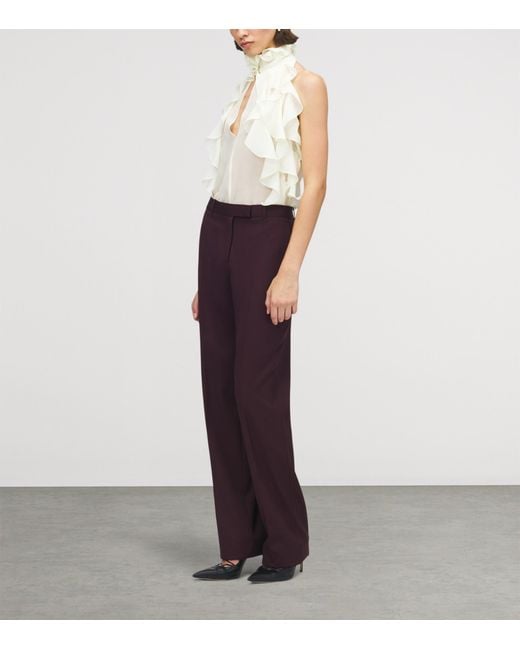 McQueen White Silk Ruffle Blouse