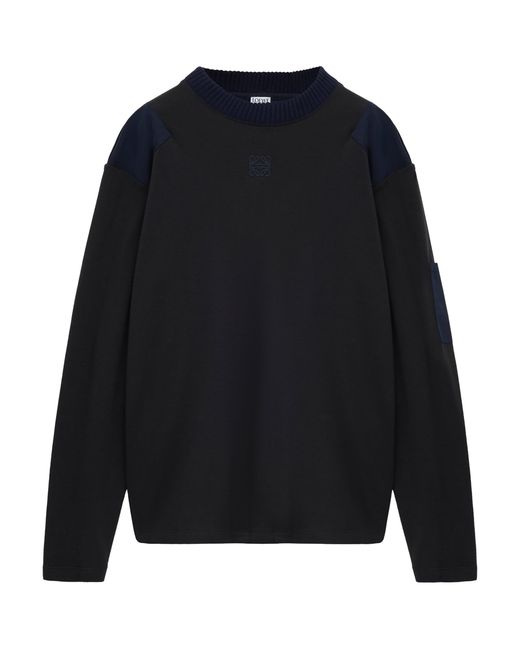 Loewe Blue Cotton-Blend Patchwork Sweater for men