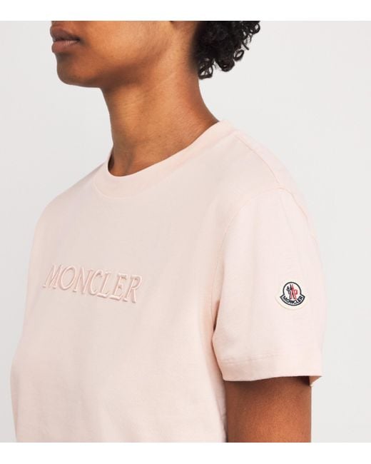 Moncler Pink Cotton Logo T-Shirt