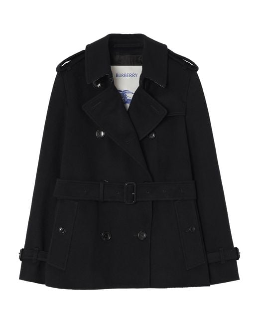 Burberry Black Cashmere Kensington Trench Jacket