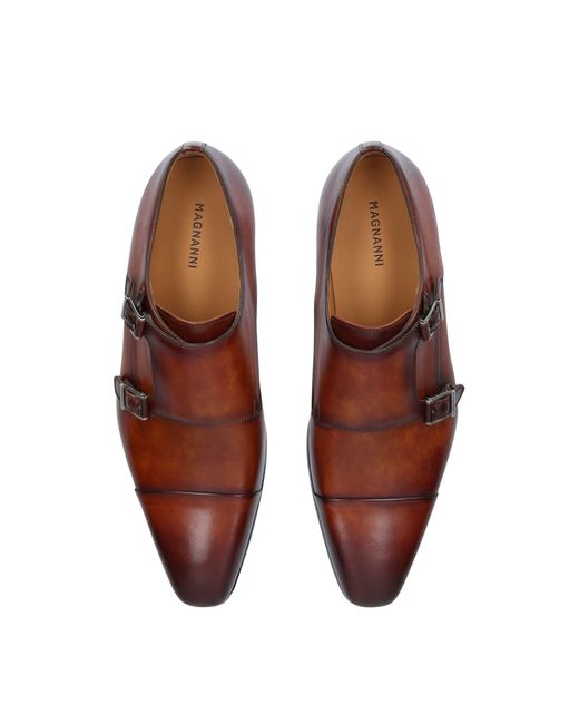 Magnanni Shoes Natural Burnished Double-monk Shoes for men