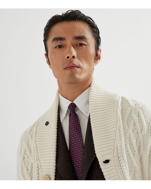 Brunello Cucinelli Purple Silk Jacquard Tie for men