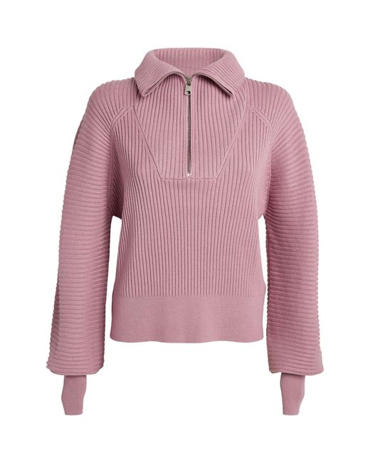 Varley Pink Reid Half-zip Sweater