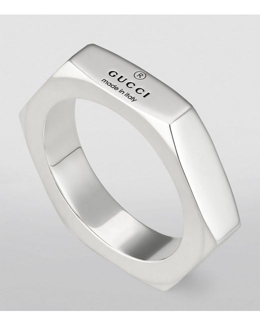 Gucci White Trademark Hexagon Ring