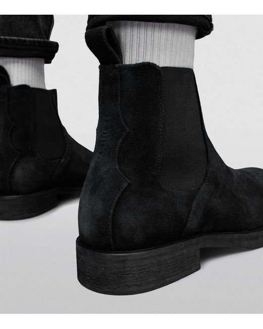 AllSaints Black Suede Creed Chelsea Boots for men