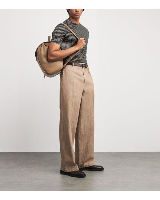 Emporio Armani Natural Pebbled Leather Backpack for men