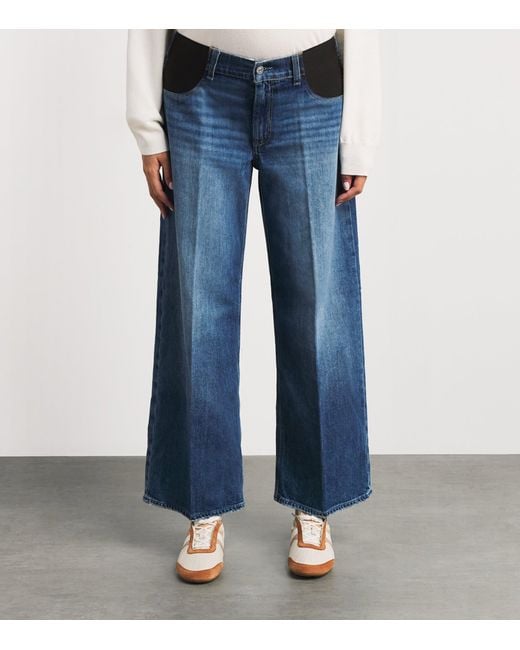 PAIGE Blue Sasha Wide-Leg Maternity Jeans