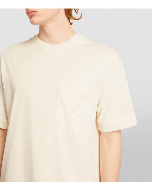Emporio Armani White Cotton Embroidered-pocket T-shirt for men