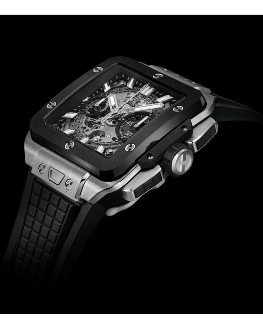 Hublot Gray Titanium And Ceramic Square Bang Unico Watch for men