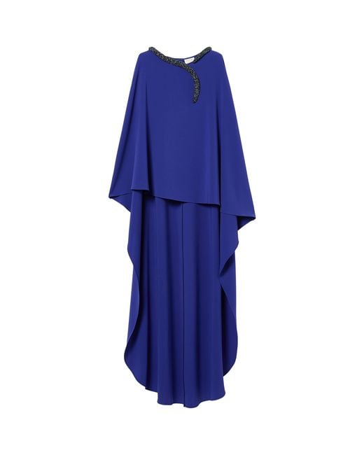 Marina Rinaldi Blue X Tony Ward Embellished-Neck Maxi Dress