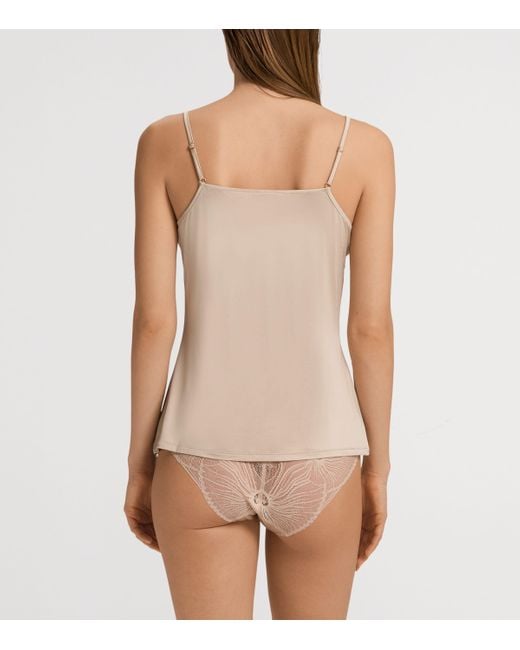 Hanro Brown Satin Lace-Trim Lilith Camisole