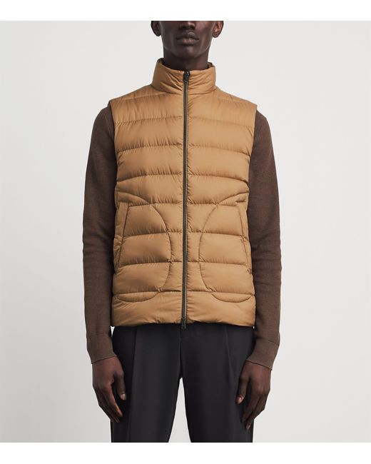 Herno Brown Down Quilted Gilet for men