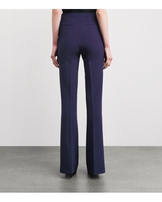 Safiyaa Blue Crepe Flared Tailored Trousers
