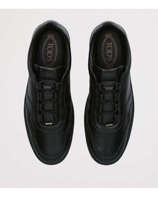 Tod's Black Leather Elastic Cassetta Sneakers for men