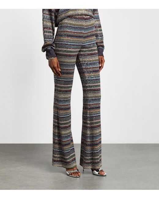 Missoni Gray Metallic Stripe Flared Trousers