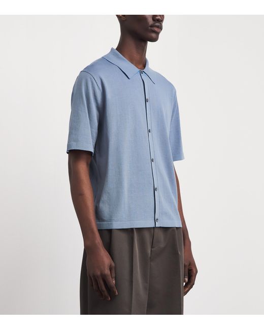 Paul Smith Blue Cotton Knitted Check Shirt for men