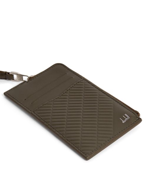 Dunhill Brown Leather Contour Zipped Card Holder for men