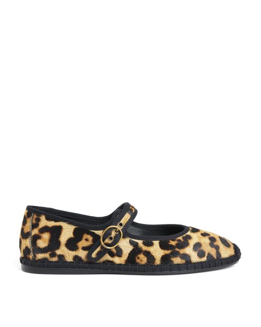 Polo Ralph Lauren Black Calf Hair Mary Jane Flats