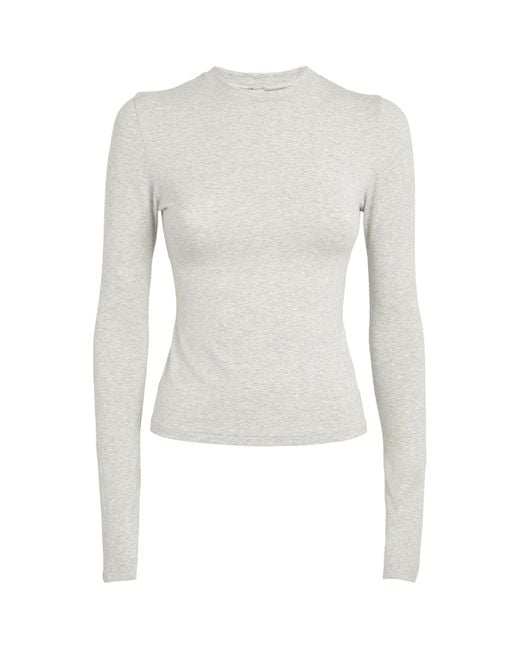 Skims Blue Cotton Jersey Long-Sleeve T-Shirt