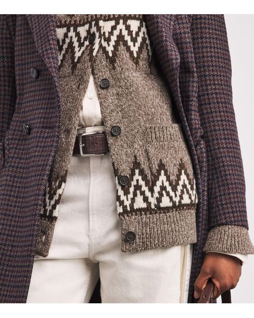 Polo Ralph Lauren Brown Wool-Blend Fair Isle Cardigan